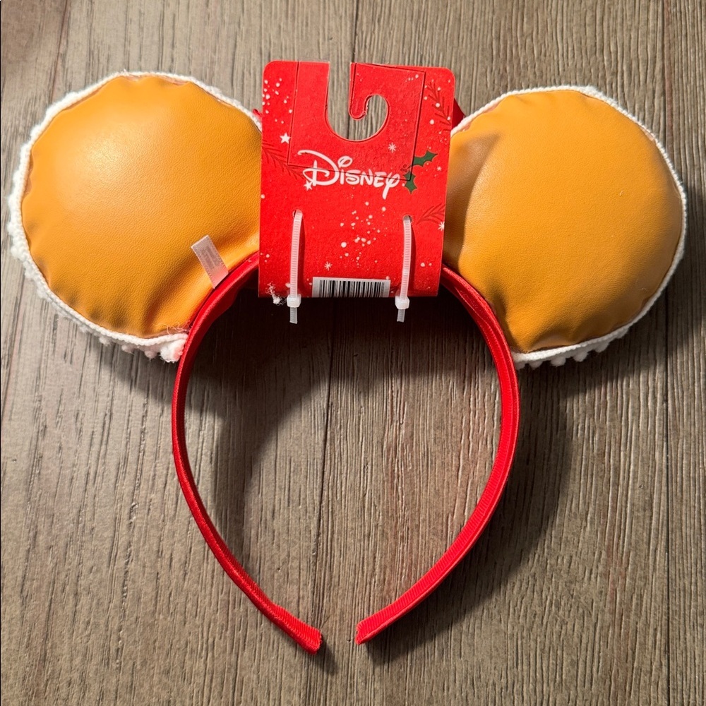 Disney Minnie Mouse Ears Headband Gingerbread Pattern, Red Bow w/ Pearls - Picture 5 of 5